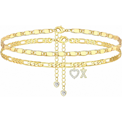 Gouden Diamanten Initiaal Enkelband Dames
