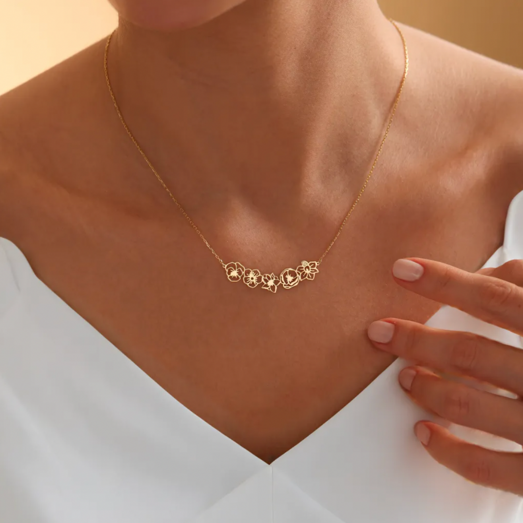 Gepersonaliseerde Geboortebloem Ketting II