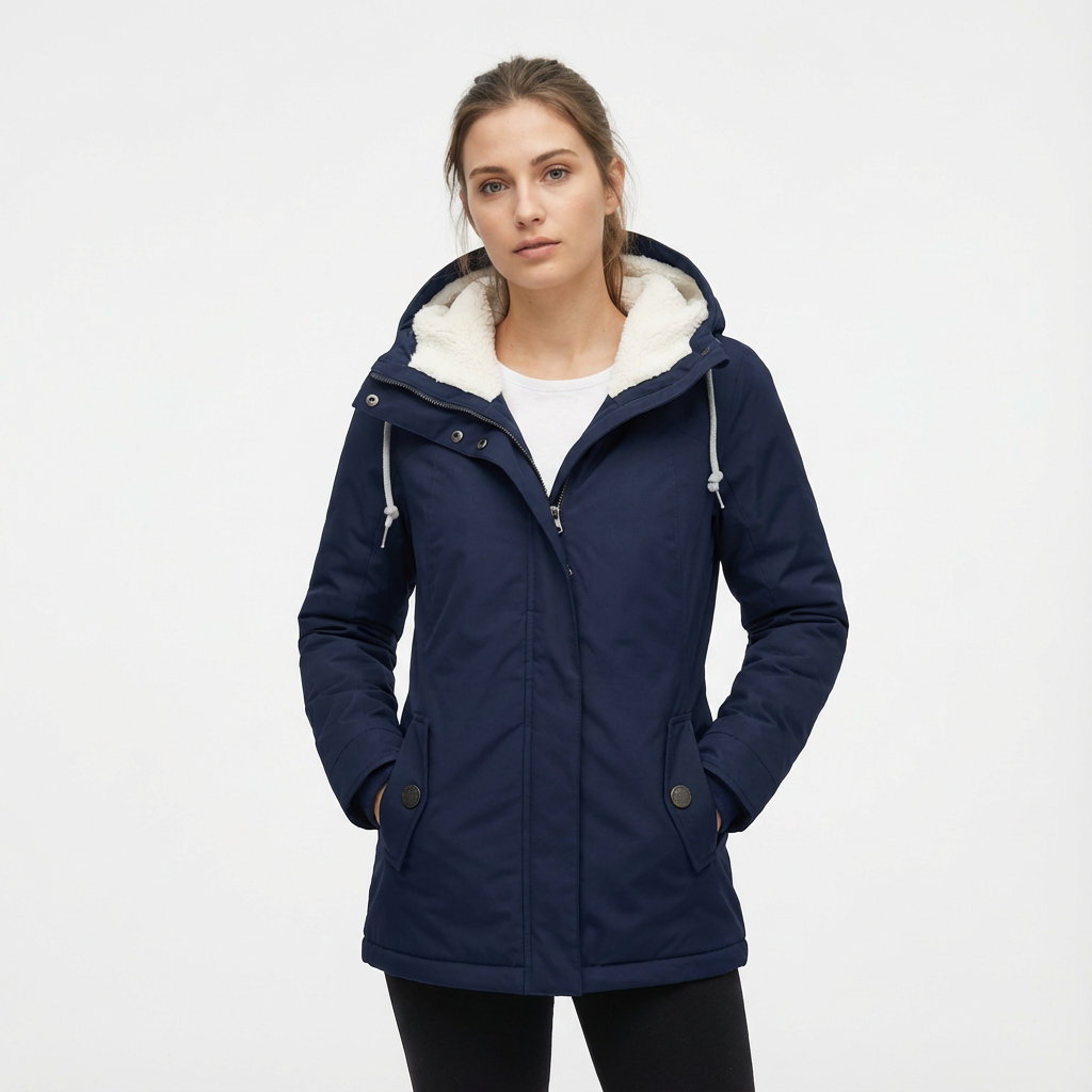 Lange Winterjacke Mit Kapuze & Futter