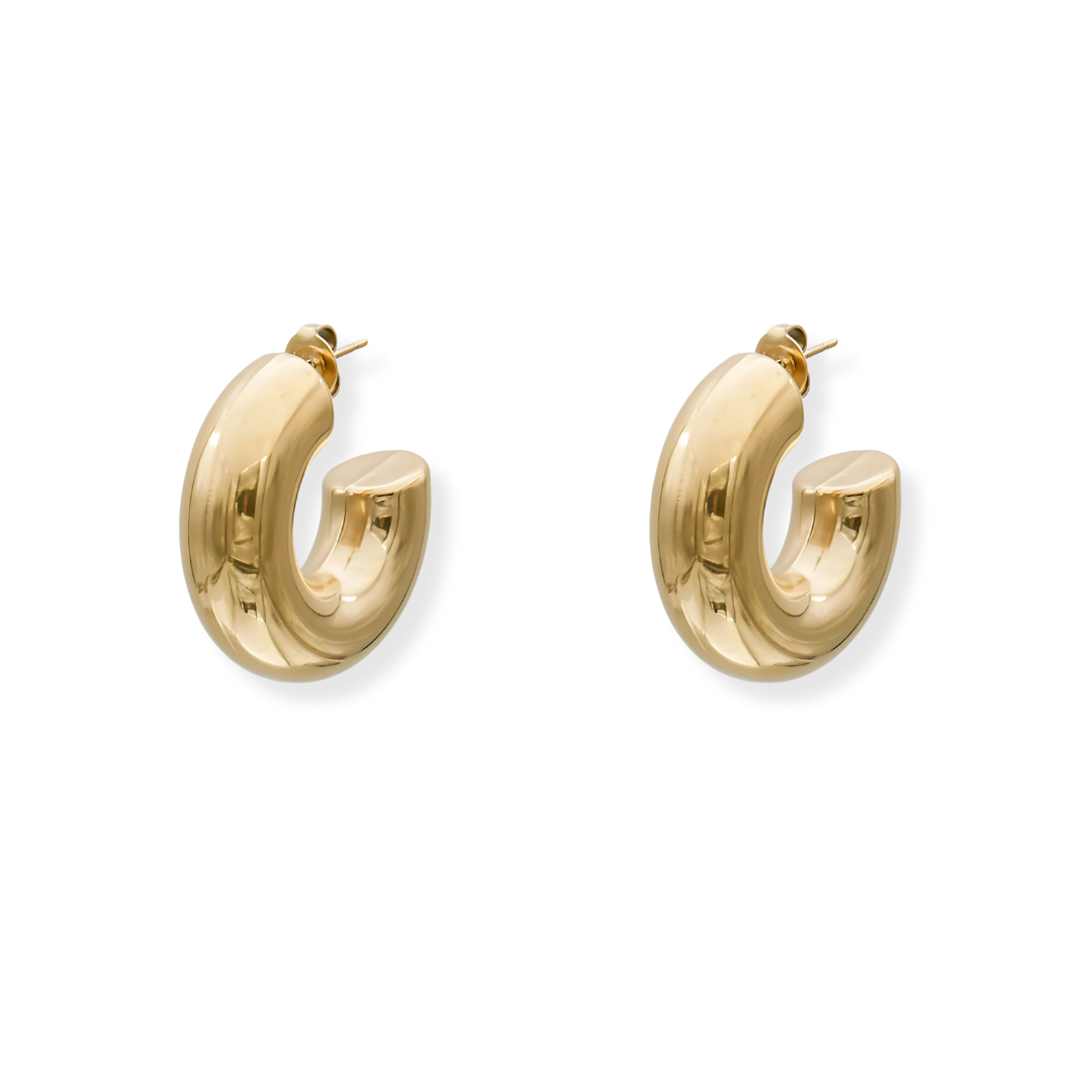 Gouden Chunky Hoepel Oorbellen Dames