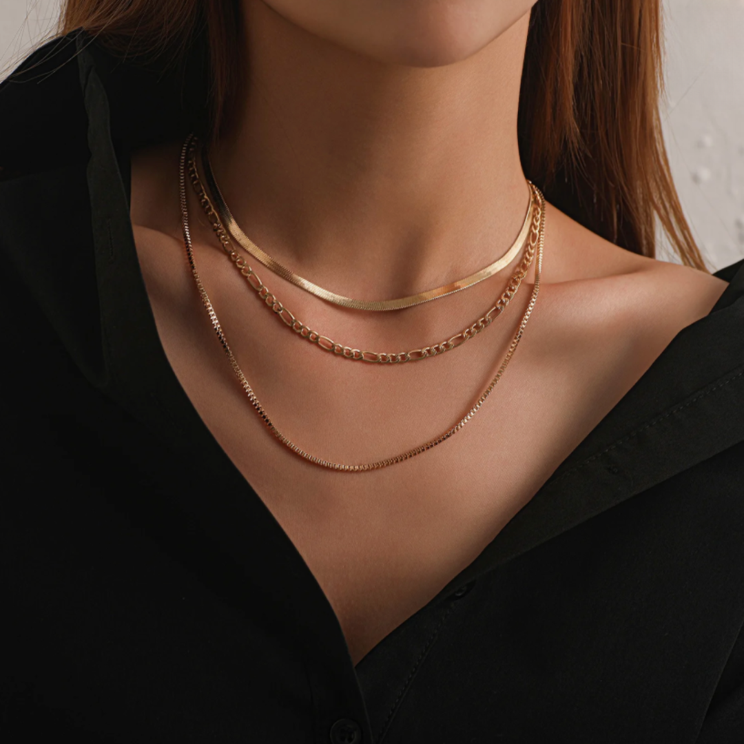 Gouden Brede Schakel Ketting Dames