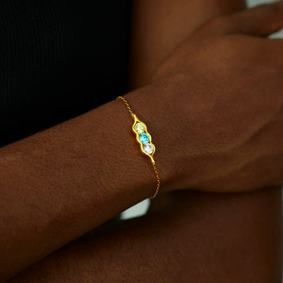 Pea-Pod Gepersonaliseerde Geboortesteen Armband