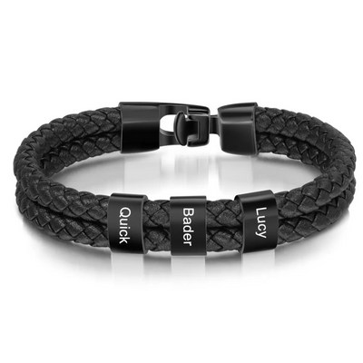 Leren Familie Namen Armband voor Hem