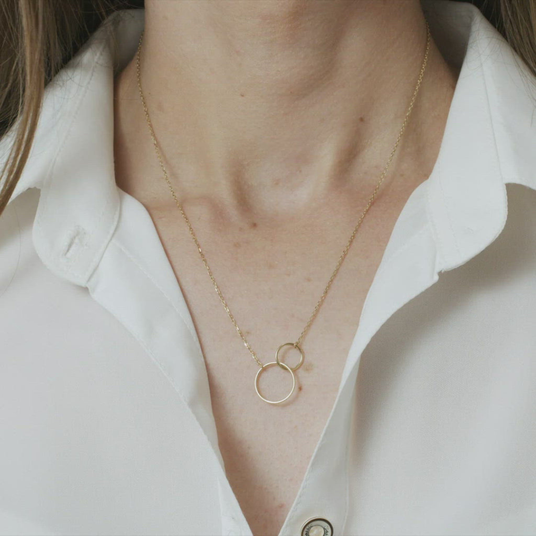 Gouden Dubbele Ring Ketting Dames