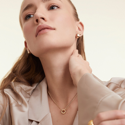 Gouden Dubbele O-Ring Ketting Dames