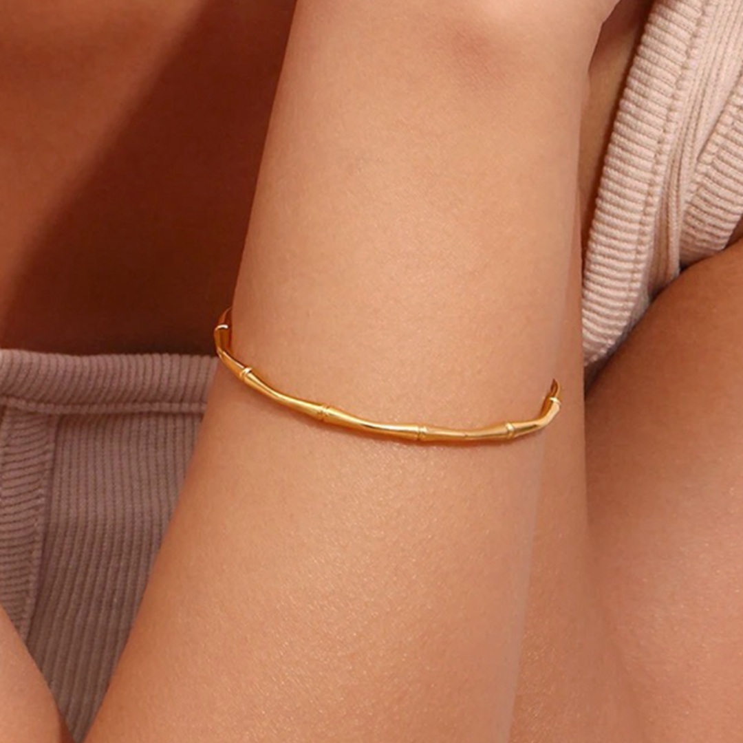 Gouden Bamboe Cuff Armband Dames