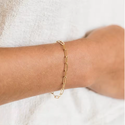 Gouden Paperclip Link Armband Dames