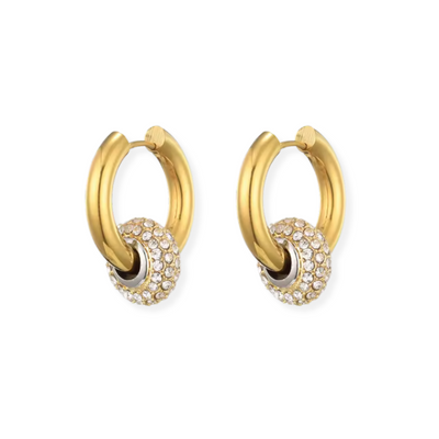Pavé Kristallen Dubbelring Oorringen Dames