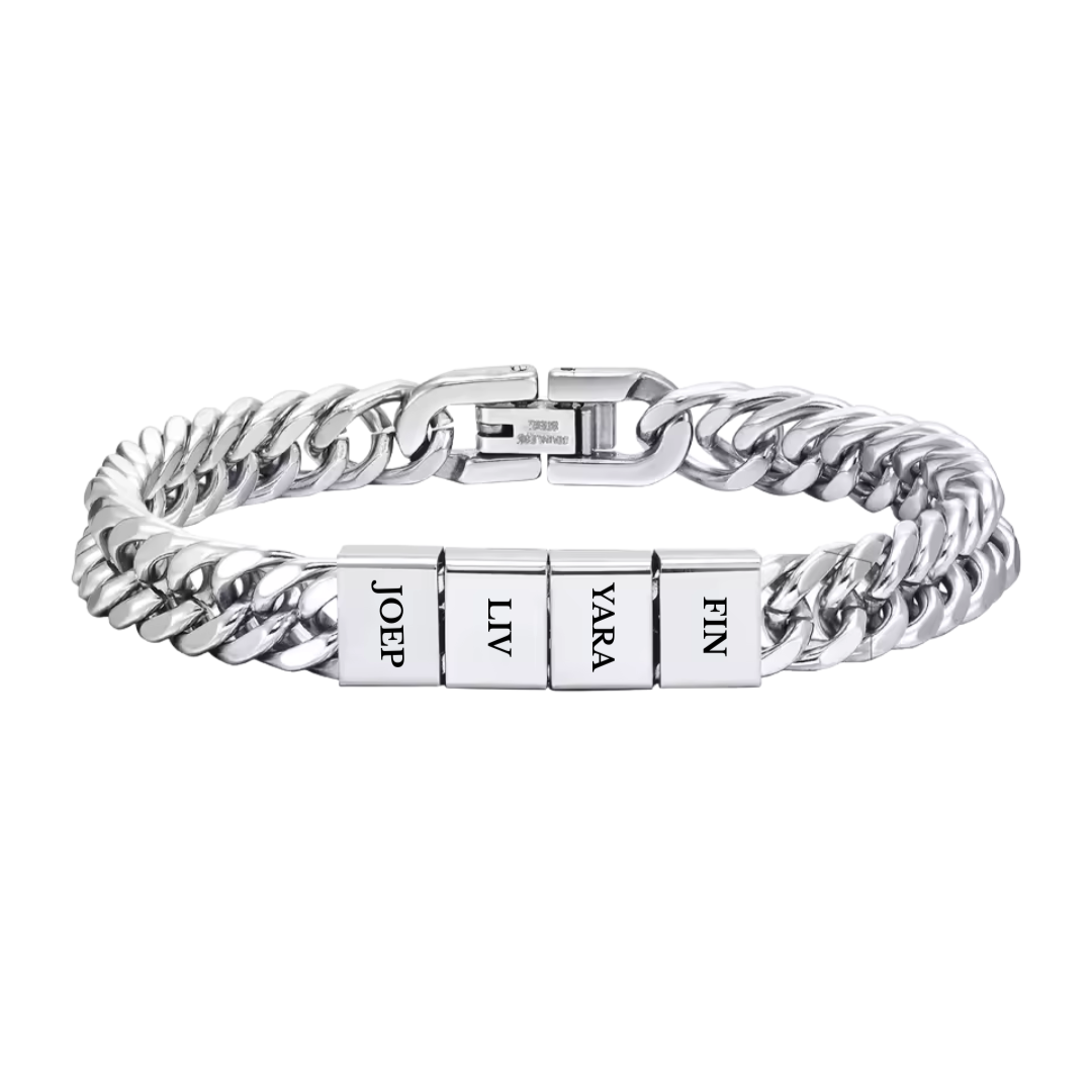 Heren Gegraveerde Family Link Armband