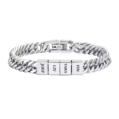Heren Gegraveerde Family Link Armband