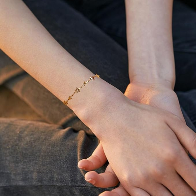 Stervormige Schakel Armband Goud Dames