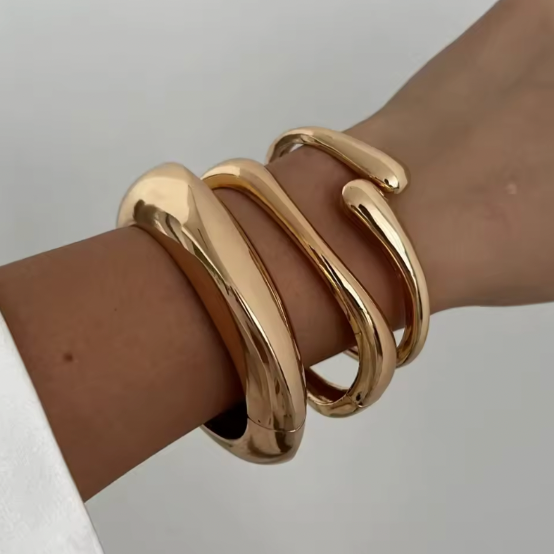Gouden Sculpturale Statement Armband