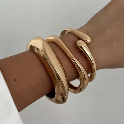 Gouden Sculpturale Statement Armband