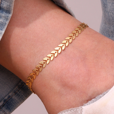 Elegant Gouden Blad Enkelband Dames