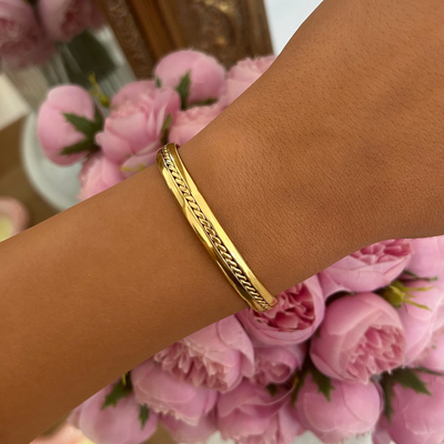 Gevlochten Gouden Cuff Armband Dames