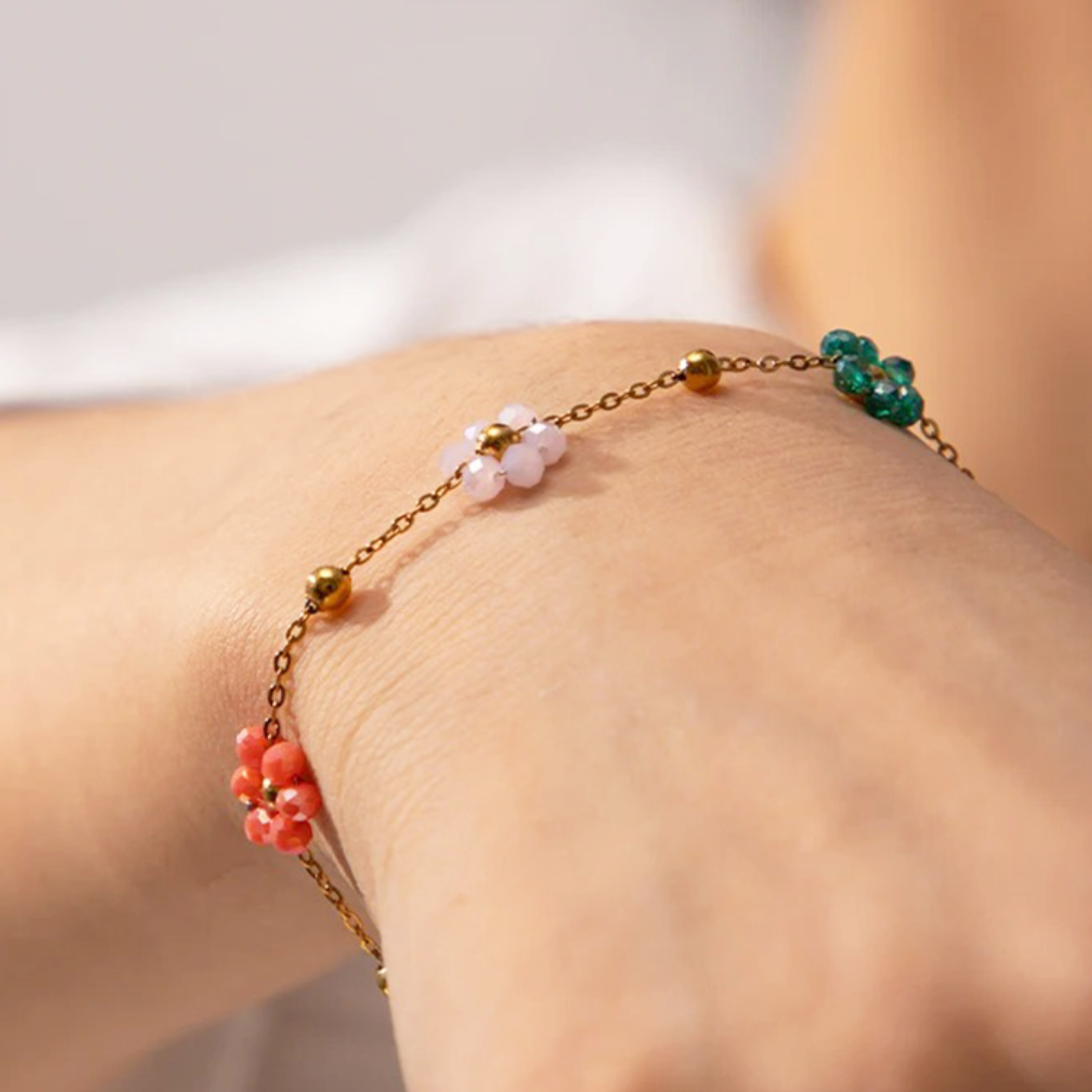Fleurige Gouden Bloemen Armband Dames