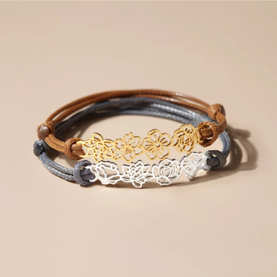 Gepersonaliseerde Geboortebloem Koord Armband