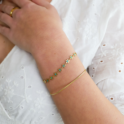 Sierlijke Turquoise Bloemen Armband Dames