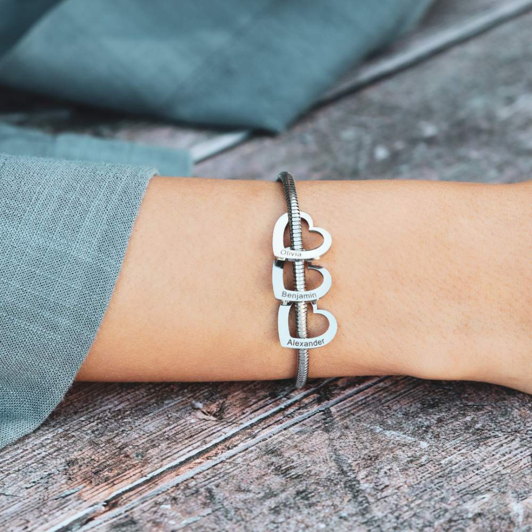 Gepersonaliseerde Gouden Hartjes Armband Dames