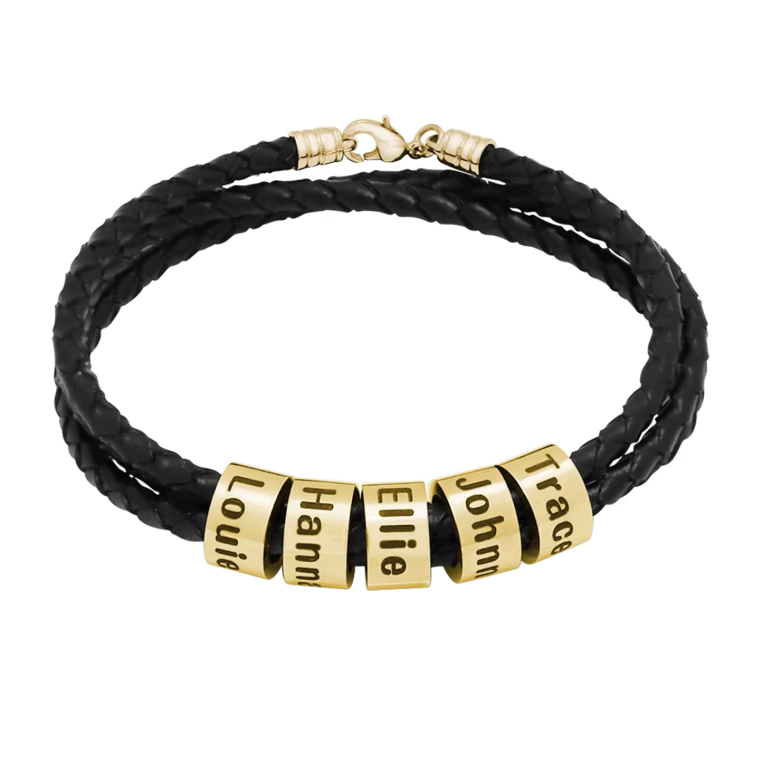 Leren Familie Ring Armband – Vaderdagcadeau