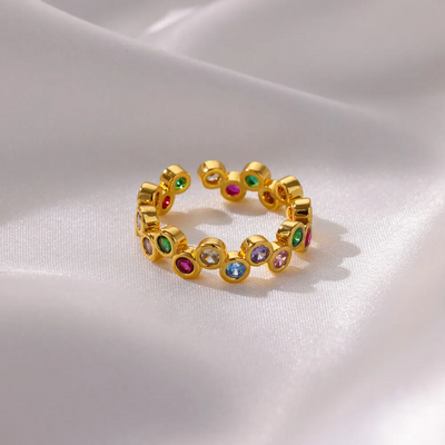 Gouden Multisteen Open Ring Dames