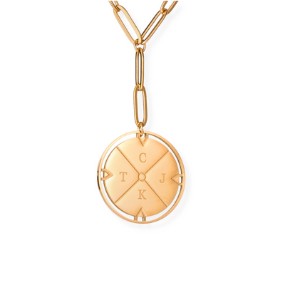 Gouden Initialen Disk Ketting Dames