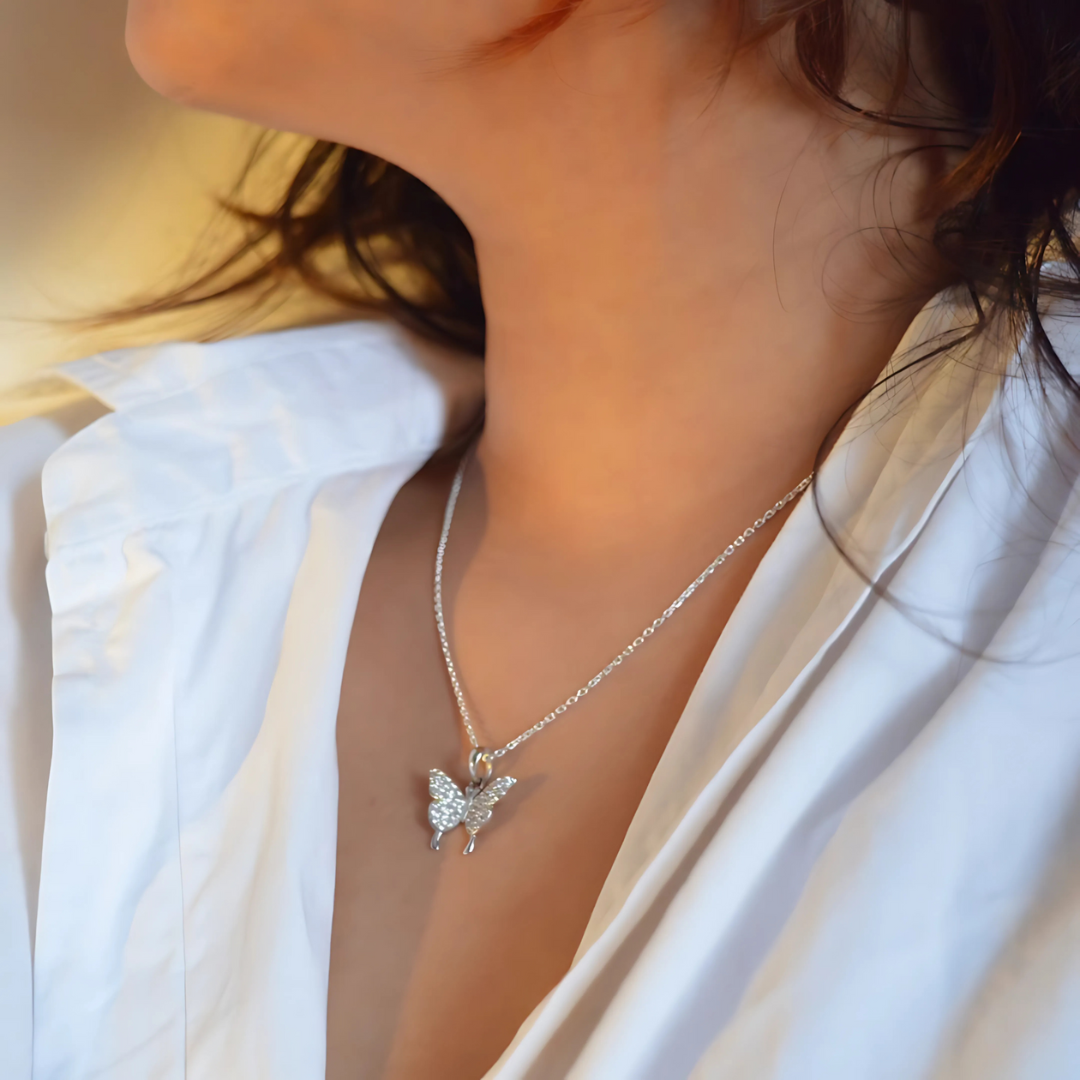 Zilver Kristal Vlinder Ketting Dames