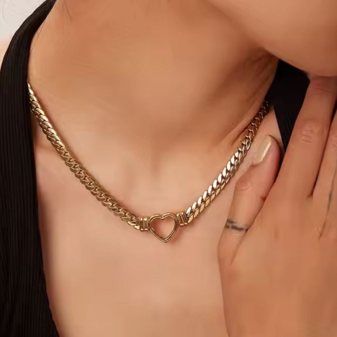 Luxueuze Vergulde Hart Choker Dames