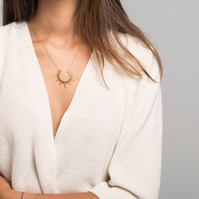 Goud-Zilveren Zonnekring Statement Ketting Dames