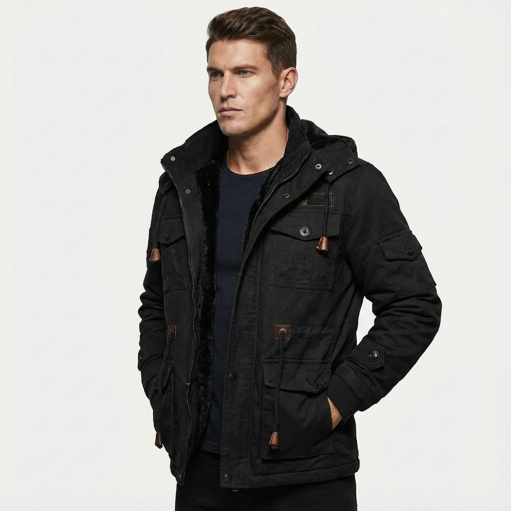 Heren Winterjas Tactisch | Knopsluiting