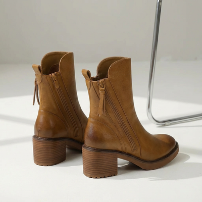 Dames Enkellaarsjes Kunstleer Met Ritssluiting