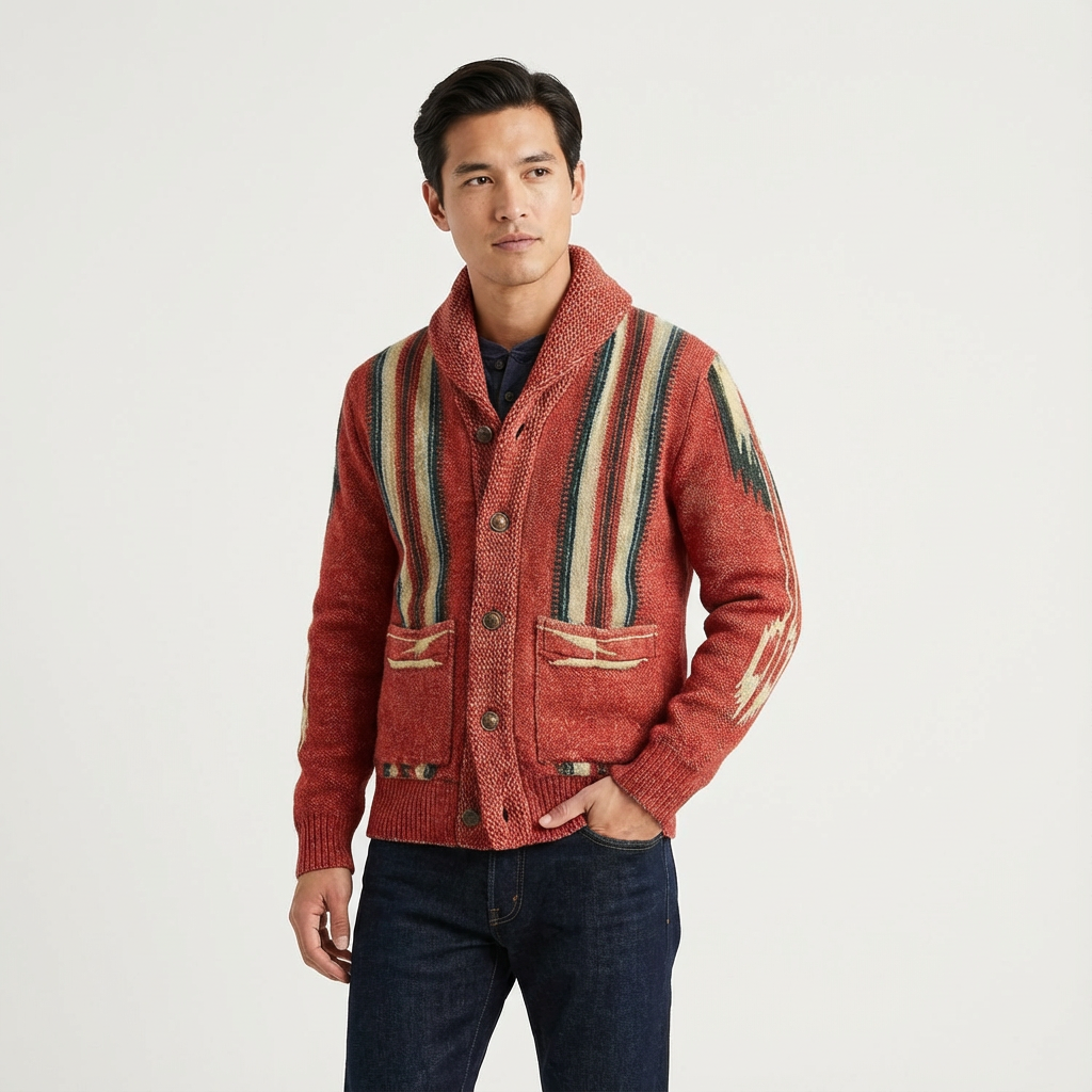 Heren Gebreid Jacquard Vest | Knoopsluiting