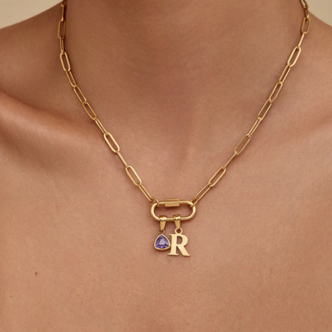 Gepersonaliseerde Geboortesteen & Initiaal Ketting