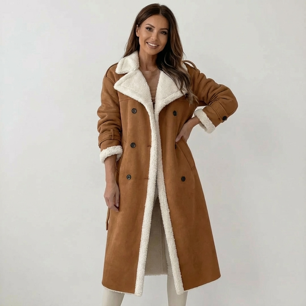Dames Lange Jas | Fleecevoering Teddykraag