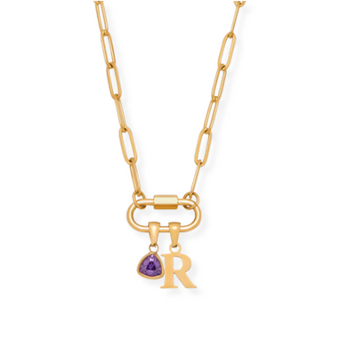 Gepersonaliseerde Geboortesteen & Initiaal Ketting