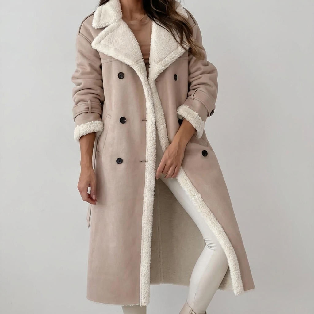 Dames Lange Jas | Fleecevoering Teddykraag