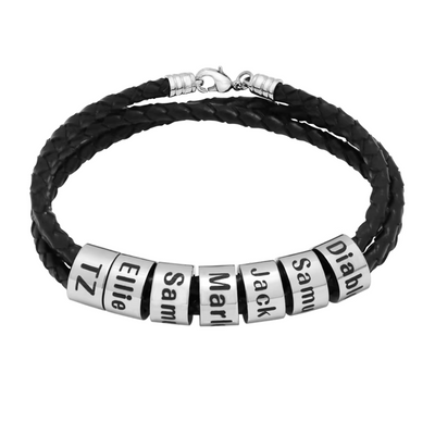 Leren Familie Ring Armband – Vaderdagcadeau