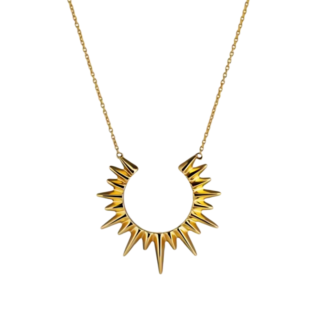 Goud-Zilveren Zonnekring Statement Ketting Dames