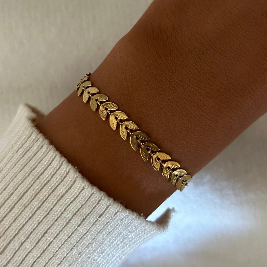 Gouden Bladschakel Armband Dames