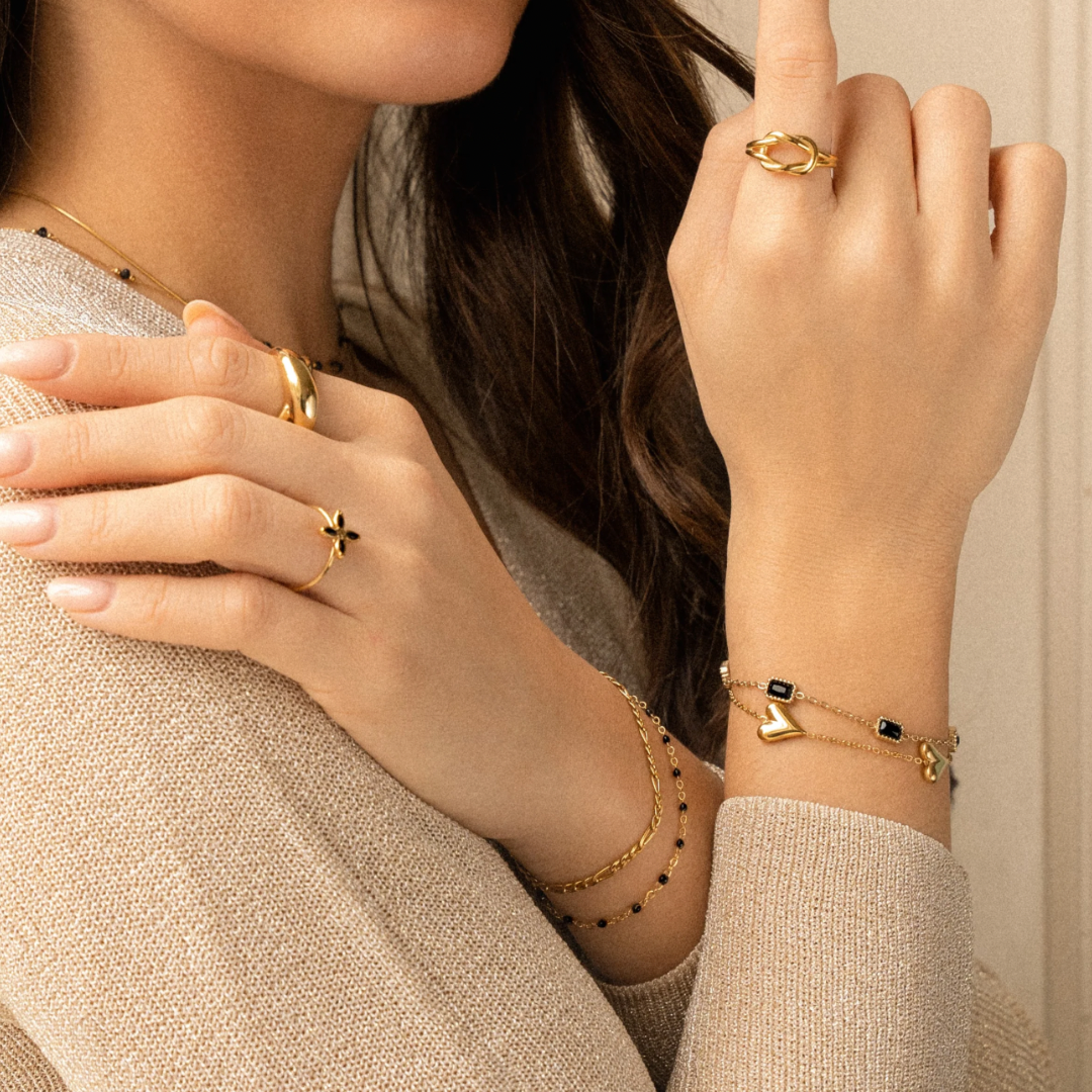 Gouden Hartjes Bedel Armband Dames