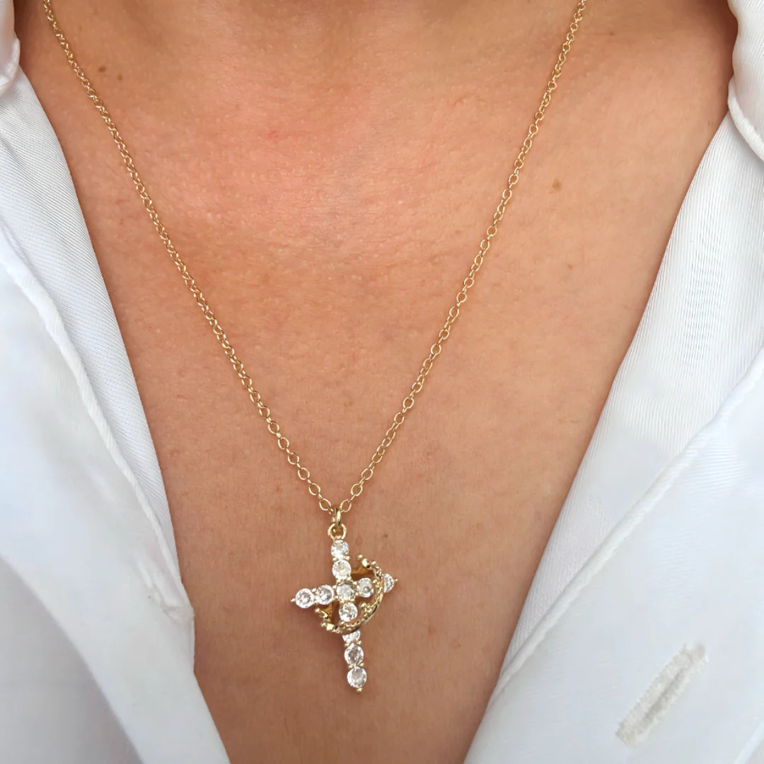 Kristallen Kruis Ring Ketting Dames