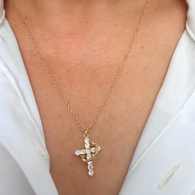 Kristallen Kruis Ring Ketting Dames
