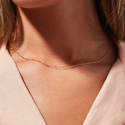 Fijne Gouden Tussenkraal Ketting Dames