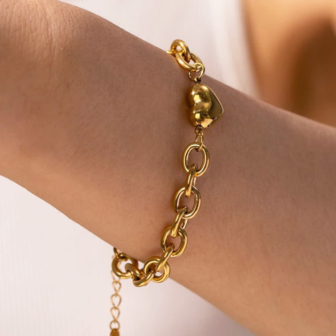 Verstelbare Gouden Hart Schakelarmband Dames