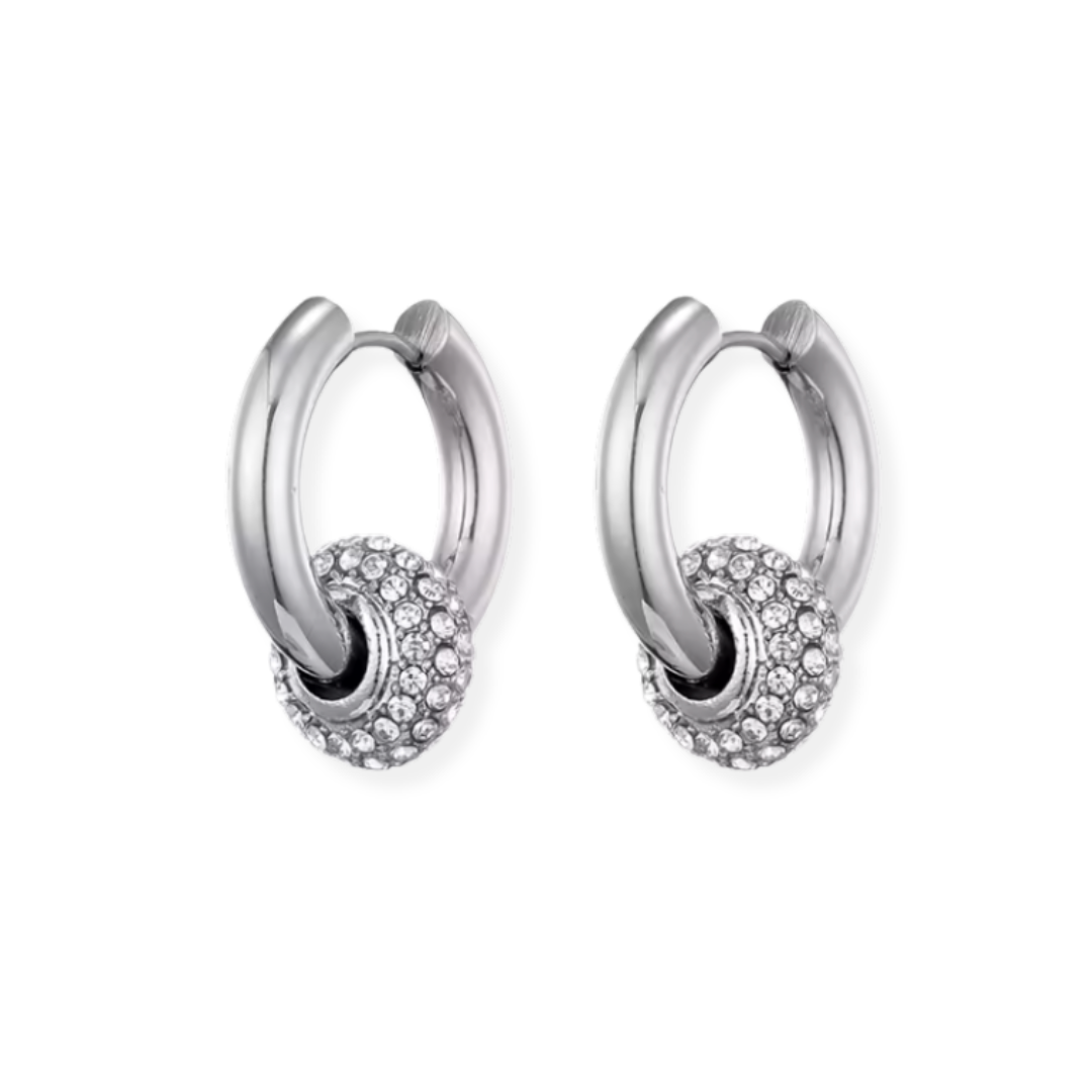Pavé Kristallen Dubbelring Oorringen Dames