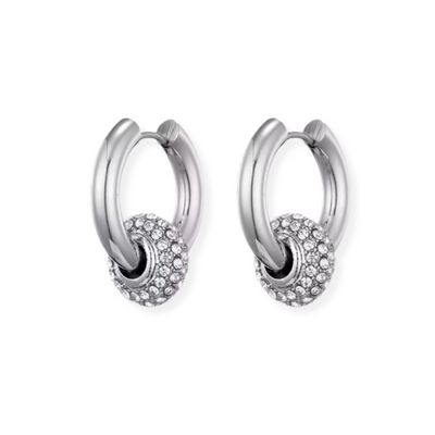Pavé Kristallen Dubbelring Oorringen Dames