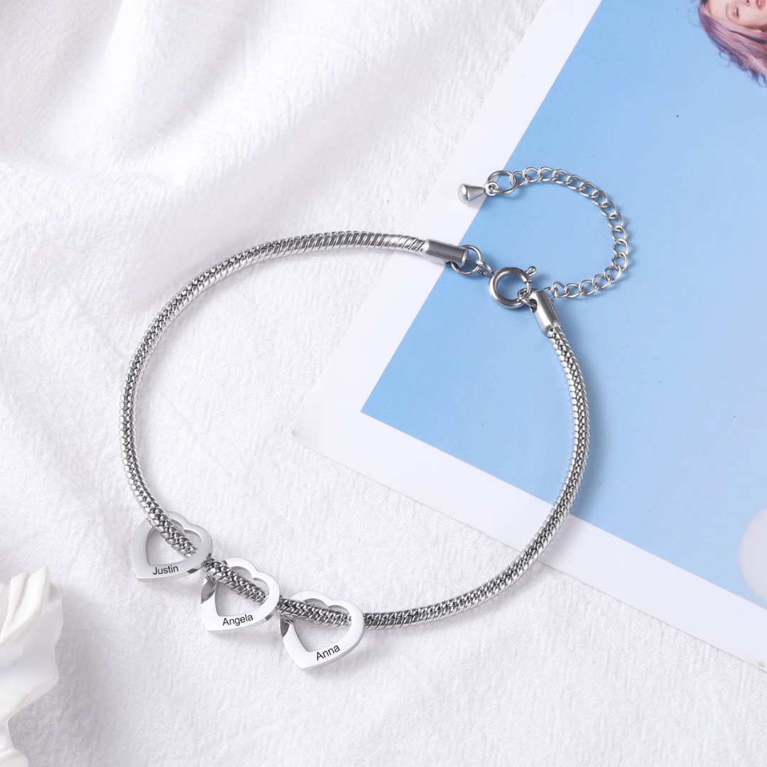 Gepersonaliseerde Hartjes Namen Armband Dames