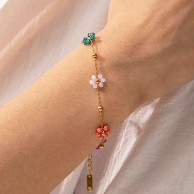 Fleurige Gouden Bloemen Armband Dames