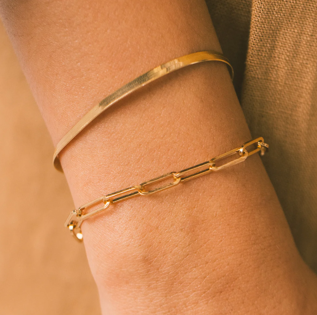 Gouden Paperclip Armband