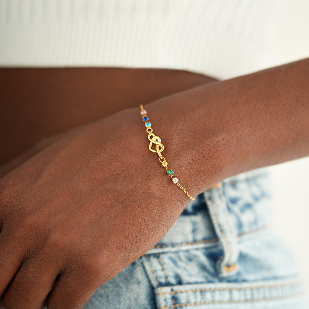 Gepersonaliseerde Hartknoop Geboortesteen Armband